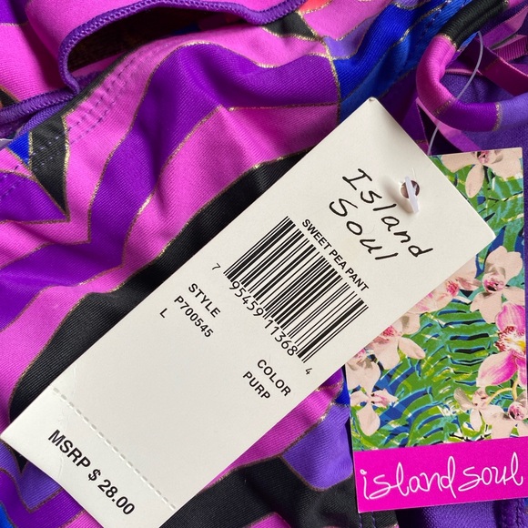 NWT Island Soul Bikini Purple Patterned Large - Picture 4 of 4